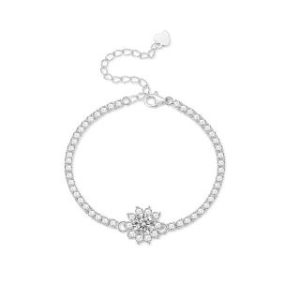 【BIOAM 佰歐安】一克拉莫桑鑽手鍊/璀璨太陽花銀河純銀18K白金(女王節/過爐款/莫桑鑽手鍊/手環/不過敏)