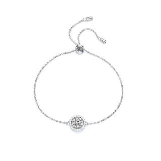 【BIOAM 佰歐安】一克拉莫桑鑽手鍊/手環滿鑽光環純銀鍍18K白金(女王節/過爐款/莫桑鑽手鍊/手環/不過敏)