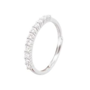 【BIOAM 佰歐安】莫桑鑽開口戒/排戒十一美鑽純銀18K一入(女王節/過爐款/莫桑鑽戒指/不過敏)