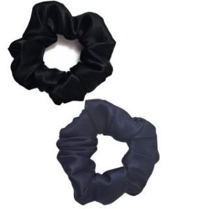 【BIOAM 佰歐安】天然蠶絲甜甜圈護髮髮圈深藍+黑色(丸子頭/馬尾/護髮髮圈/局部髮捲/女王節)