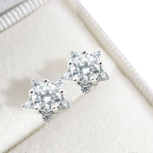 【BIOAM 佰歐安】璀璨星芒莫桑鑽0.5克拉耳環一對入(好運節/過爐款/莫桑石耳環/八心八箭)