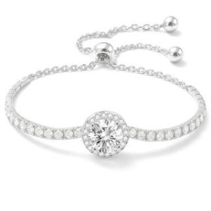 【BIOAM 佰歐安】一克拉莫桑鑽抽拉手鍊/滿鑽光環銀河純銀鍍18K白金(女王節/莫桑鑽手鍊/手環/不過敏)