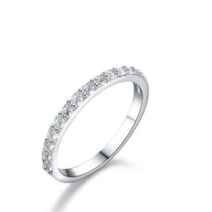 【BIOAM 佰歐安】莫桑鑽線戒/排戒貴人運純銀18K一入(女王節/過爐款/莫桑鑽戒指/不過敏)