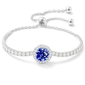 【BIOAM 佰歐安】一克拉藍寶莫桑鑽抽拉手鍊/滿鑽光環銀河純銀鍍18K白金(女王節/莫桑鑽手鍊/手環/禮物)