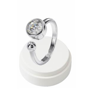 【BIOAM 佰歐安】一克拉美鑽星球莫桑鑽活口戒純銀鍍18K白金(女王節/莫桑鑽八心八箭/不過敏)