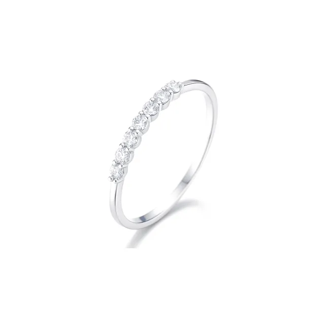 【BIOAM 佰歐安】莫桑鑽開口戒七小鑽四十二分純銀鍍18K白金(女王節/過爐款/八心八箭/開口可調節):圖片 2