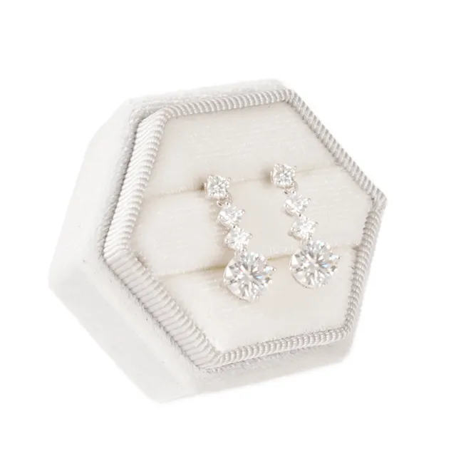 【BIOAM 佰歐安】一點三克拉搖曳群星莫桑鑽耳環純銀鍍18K白金(女王節/過爐款/莫桑鑽耳環/不過敏):圖片 2