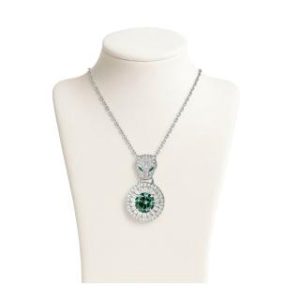 【BIOAM 佰歐安】一克拉莫桑鑽項鍊綠鑽豹純銀鍍18K白金(女王節/過爐款/莫桑鑽項鍊/不過敏)