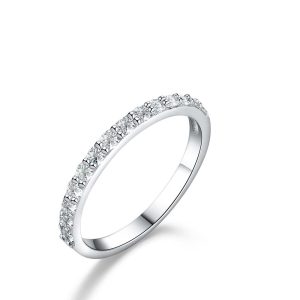 【BIOAM 佰歐安】莫桑鑽純銀18K貴人運線戒/排戒一入(好運節/過爐款/莫桑石戒指/八心八箭)