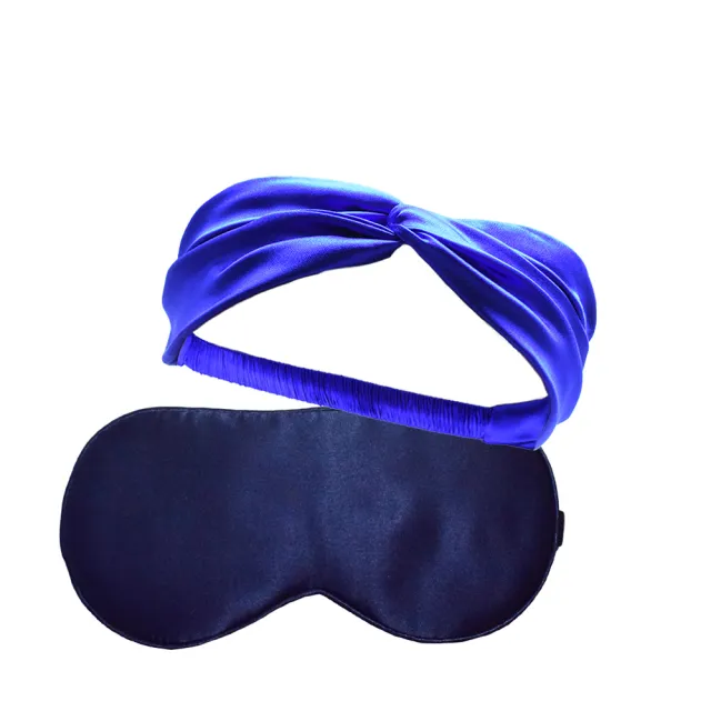 【BIOAM 佰歐安】天然蠶絲大尺寸舒眠眼罩黑色+護髮帶藍色(蠶絲眼罩護髮帶超值組/睡眠防靜電/女王節):圖片 2