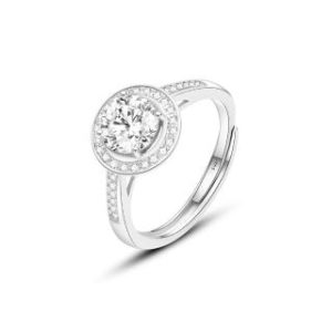 【BIOAM 佰歐安】1克拉莫桑鑽開口戒純銀圓鑽光環一入(女王節/過爐款/莫桑鑽戒指/不過敏)