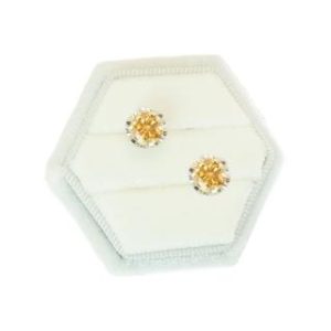 【BIOAM 佰歐安】0.5克拉金黃莫桑鑽耳環六爪花冠純銀後鎖式(女王節/過爐款/莫桑鑽耳環/不過敏)