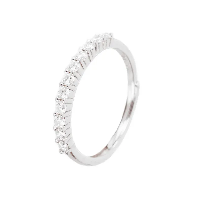 【BIOAM 佰歐安】莫桑鑽開口戒/排戒十一美鑽純銀鍍18K白金(女王節/過爐款/莫桑鑽戒指/不過敏):圖片 2