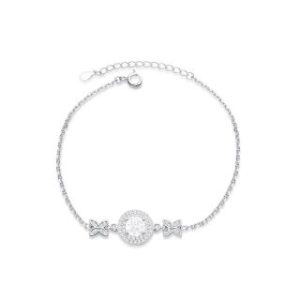 【BIOAM 佰歐安】一克拉莫桑鑽手鍊/翩然雙星光環純銀鍍18K白金(女王節/過爐款/莫桑鑽手鍊/手環/不過敏)