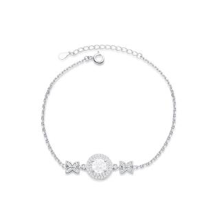 【BIOAM 佰歐安】一克拉莫桑鑽手鍊/翩然雙星光環純銀鍍18K白金(女王節/過爐款/莫桑鑽手鍊/手環/不過敏)