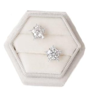 【BIOAM 佰歐安】一克拉莫桑鑽耳環璀璨星芒純銀鍍18K白金(女王節/過爐款/莫桑鑽耳環/不過敏)