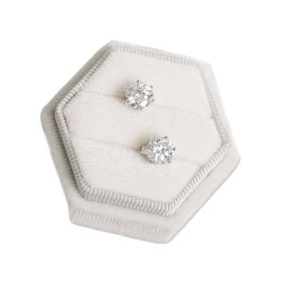 【BIOAM 佰歐安】兩克拉莫桑鑽耳環六爪皇冠純銀鍍18K白金一對入(女王節/過爐款/不過敏)