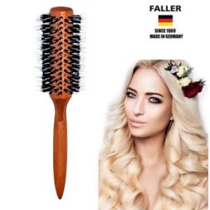 【FALLER 芙樂】德國製FSC櫸木大尺寸黑豚鬃圓珠熱塑梳捲髮梳64MM(梳頭造型美容/女王節)