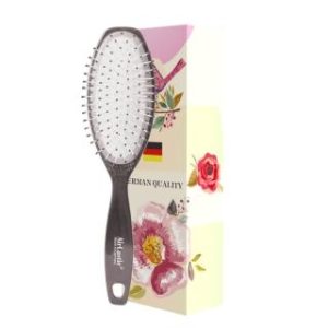 【FALLER 芙樂】德國製金屬灰不鏽鋼柔珠氣墊好按摩按摩梳(清涼按摩/超彈力/金屬光澤/女王節)