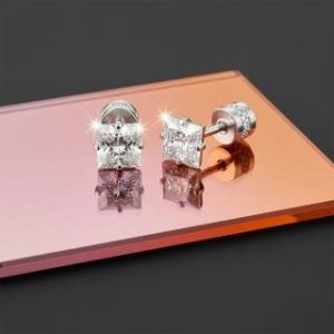 【耀眼美人】超閃耀兩點四克拉星光公主方鑽莫桑鑽耳環鈦閃耀/鈦鋼耳環後鎖式(D色女王節/莫桑鑽耳環/年貨節)