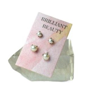 【耀眼美人】珍珠後鋯石鑽鈦閃耀/鈦鋼耳環鎖式耳環2對入(女王節/造型/轉式耳環/睡覺可戴)