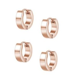 【耀眼美人】簡約圈圈環玫瑰金鈦閃耀/鈦剛耳環兩對入(過爐款/耳環/造型美容美感品味/女王節)