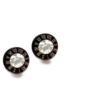 【耀眼美人】奪目羅馬數字鋯石鑽鈦閃耀/鈦鋼耳環(女王節/造型/中性款沉穩黑)