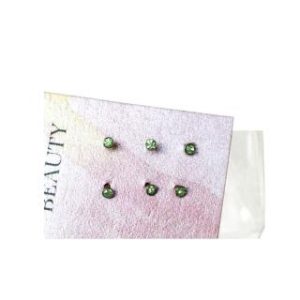 【耀眼美人】嫩綠迷你鋯石鑽/養耳棒鈦閃耀/鈦鋼耳環六入(過爐款/女王節/造型美容美感品味)