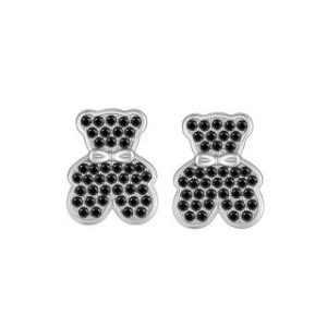 【耀眼美人】不鏽鋼鈦閃耀黑色滿鑽小熊寶寶耳環(過爐款/耳環/造型美容美感品味/女王節)