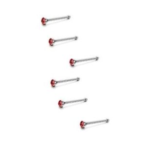 【耀眼美人】紅色迷你鋯石鑽/養耳棒鈦閃耀/鈦鋼耳環六入(過爐款/女王節/造型美容美感品味)