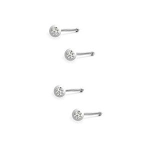 【耀眼美人】閃耀小花包鑽鋯石鑽養耳棒鈦閃耀/鈦鋼耳環四入(過爐款/女王節/造型美容美感品味)