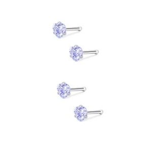 【耀眼美人】晶透紫愛心鋯石鑽養耳棒鈦閃耀/鈦鋼耳環(過爐款/女王節/造型美容美感品味)