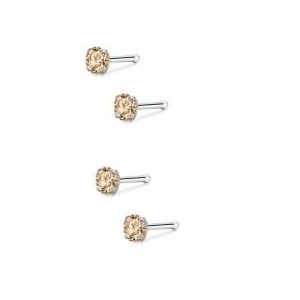 【耀眼美人】閃耀香檳金鋯石鑽養耳棒鈦閃耀/鈦鋼耳環(過爐款/女王節/造型美容美感品味)