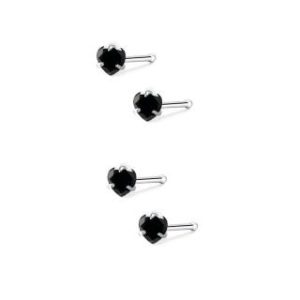 【耀眼美人】甜酷黑愛心鋯石鑽養耳棒鈦閃耀/鈦鋼耳環(過爐款/女王節/造型美容美感品味)