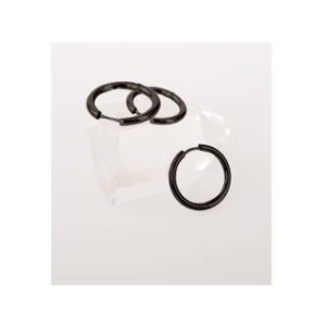 【耀眼美人】簡潔黑色大圓圈環鈦閃耀/鈦剛耳環三對入(耳環/女王節/扣式耳環/睡覺可戴)