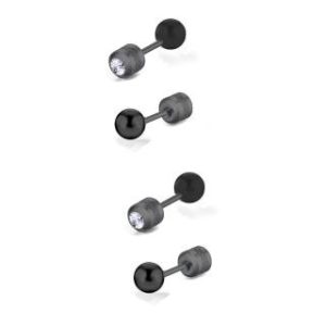 【耀眼美人】耀眼迷你黑色小珠鈦閃耀/鈦鋼耳環後鋯石鎖式耳環(女王節/造型/小珠轉式耳環/睡覺可戴)