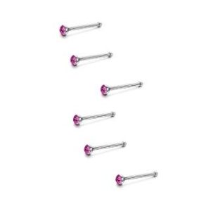 【耀眼美人】粉紅迷你鋯石鑽/養耳棒鈦閃耀/鈦鋼耳環六入(過爐款/女王節/造型美容美感品味)