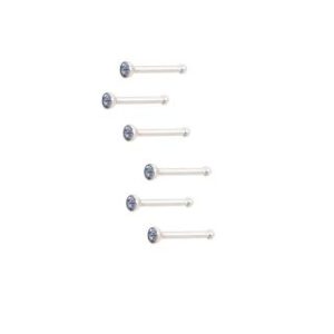 【耀眼美人】藍紫迷你鋯石鑽/銀色養耳棒鈦閃耀/鈦鋼耳環六入(過爐款/女王節/造型美容美感品味)