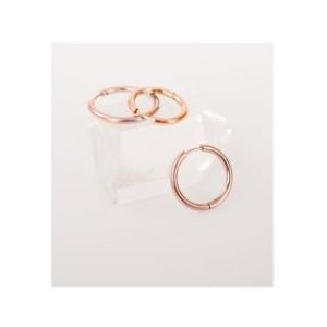 【耀眼美人】簡潔玫瑰金色大圓圈環鈦閃耀/鈦剛耳環三對入(耳環/女王節/扣式耳環/睡覺可戴)