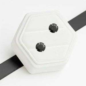 【耀眼美人】超閃耀兩克拉黑鑽王者星鑽莫桑鑽耳環鈦閃耀/鈦鋼耳環後鎖式(八心八箭/莫桑鑽耳環/女王節)