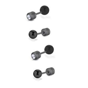 【耀眼美人】耀眼黑色小珠鈦閃耀/鈦鋼耳環後鋯石鎖式耳環(女王節/造型/小珠轉式耳環/睡覺可戴)