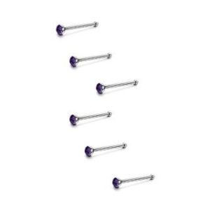 【耀眼美人】迷你鋯石鑽/深紫養耳棒鈦閃耀/鈦鋼耳環六入(過爐款/女王節/造型美容美感品味)