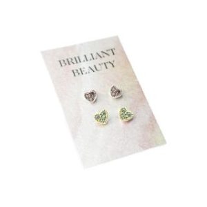 【耀眼美人】金色+紅色微觀心鑽鋯石養耳棒鈦閃耀/鈦鋼耳環四入(過爐款/女王節/造型美容美感品味)