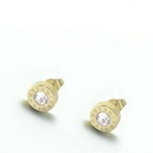 【耀眼美人】小奪目金色羅馬數字鋯石鑽鈦閃耀/鈦鋼耳環(過爐款/女王節/造型美容美感品味)