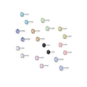 【耀眼美人】閃耀鋯石鑽養耳棒20入組鈦閃耀/鈦鋼耳環(過爐款/女王節/造型美容美感品味)