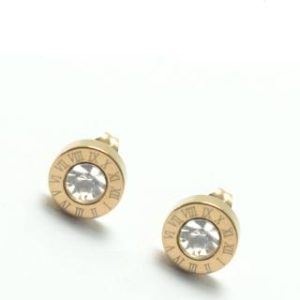 【耀眼美人】奪目羅馬數字鋯石鑽鈦閃耀/鈦鋼鎖式耳環(過爐款/耳環/造型美容美感品味/女王節)