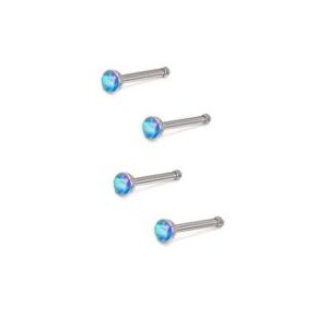 【耀眼美人】迷你藍粉色歐泊/澳寶養耳棒鈦閃耀/鈦鋼耳環四入(過爐款/耳環/造型美容美感品味/女王節)