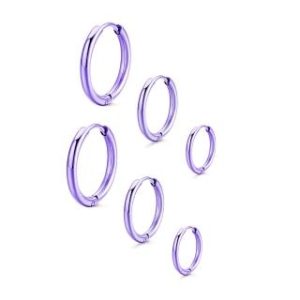 【耀眼美人】簡潔淺紫金圓圈環鈦閃耀/鈦剛耳環三對入(過爐款/耳環/造型美容美感品味/女王節)