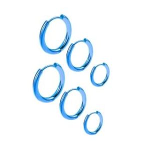 【耀眼美人】簡潔淺藍金圓圈環鈦閃耀/鈦剛耳環三對入(過爐款/耳環/造型美容美感品味/女王節)