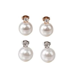 【耀眼美人】氣質晶鑽珍珠鈦閃耀/鈦剛耳環兩對入(過爐款/耳環/造型美容美感品味/女王節)